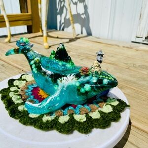 Handcrafted Mixed Media Buddas Prayer Garden Whale Trinket Box